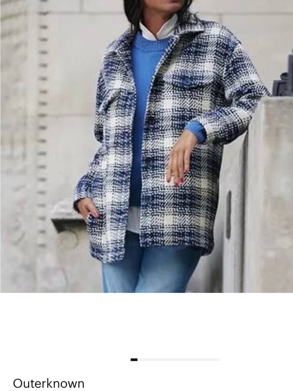 Outerknown Blue and White Plaid Utility Jacket